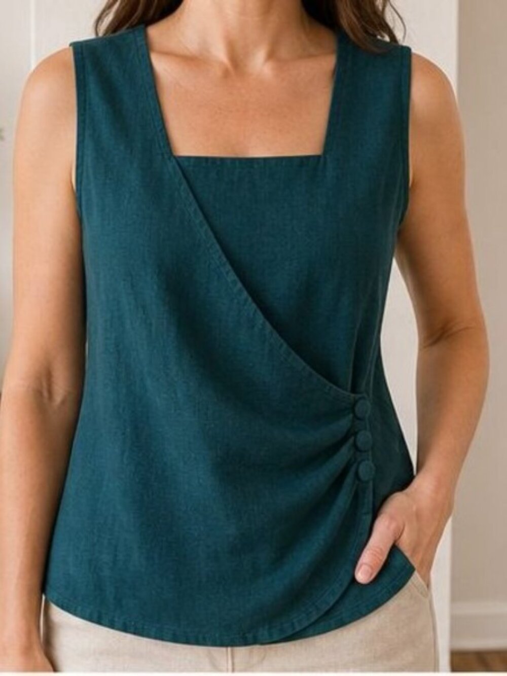 Teal Wrap Blouse